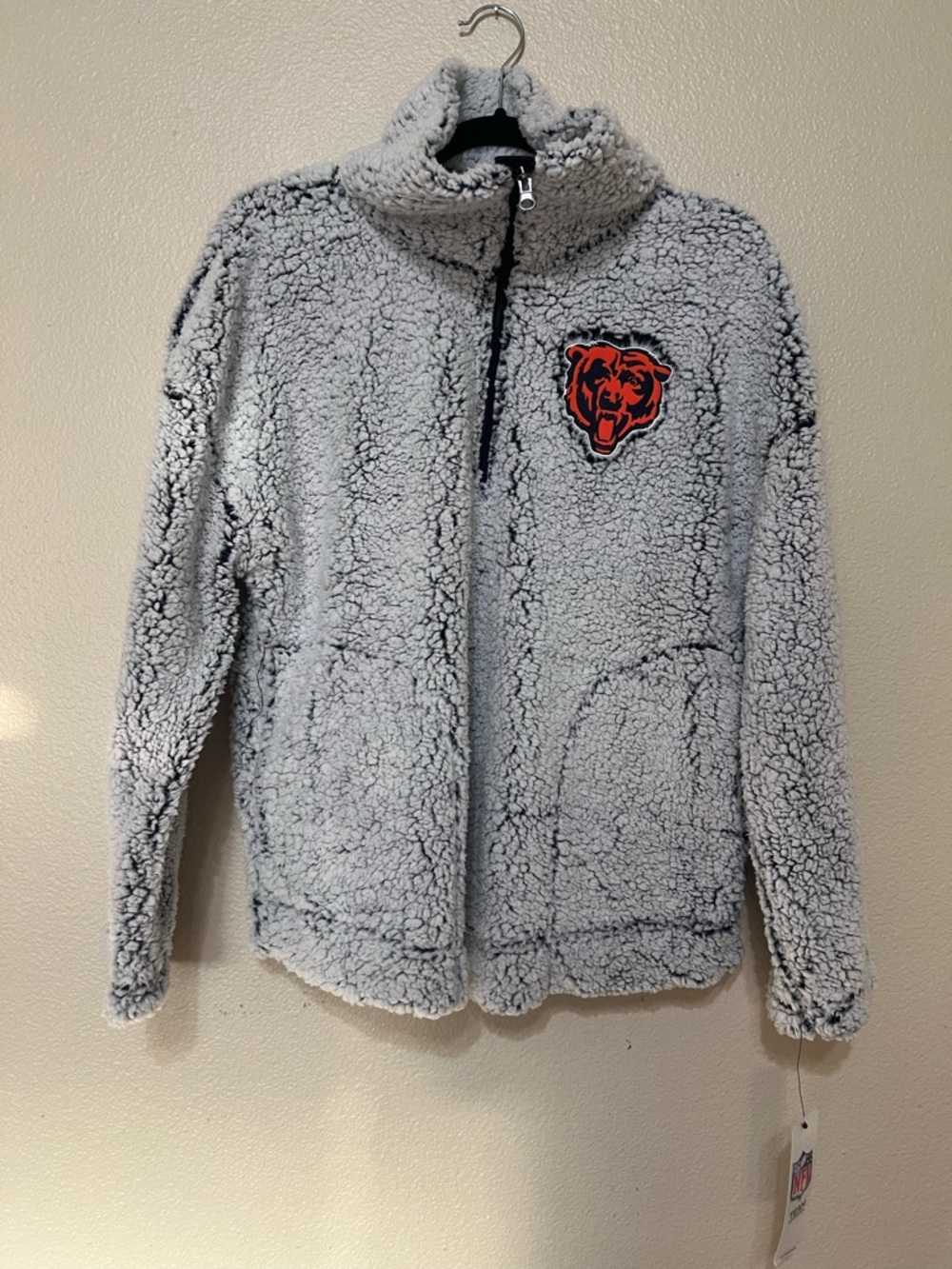 NFL Women's Sherpa-Lined Jacket in Gray and Black with Red Logo